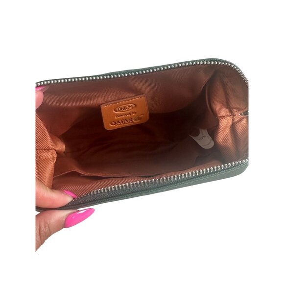 BRICS Green Frame Leather Travel Cosmetic Makeup Toiletry Bag - Picture 4 of 6